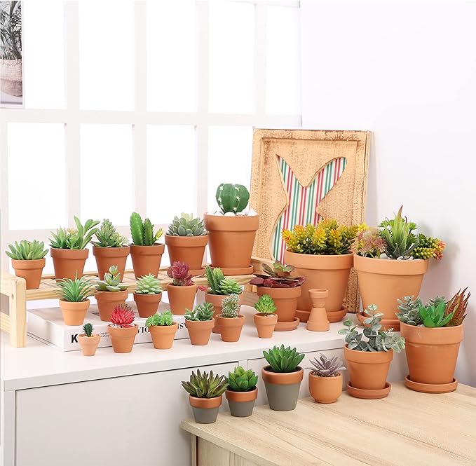 Yishang 30pcs Terra Cotta Saucer, 3-inch Small Mini Clay Pots Tray, Suitable for 3inch, 2.5inch, 2inch Succulents Nursery Pots
