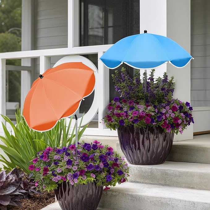 23.6" Adjustable Garden Umbrella Shade for Outdoor Use, Potted Greenery & Garden Beds – Angle-Adjustable Sun Protection