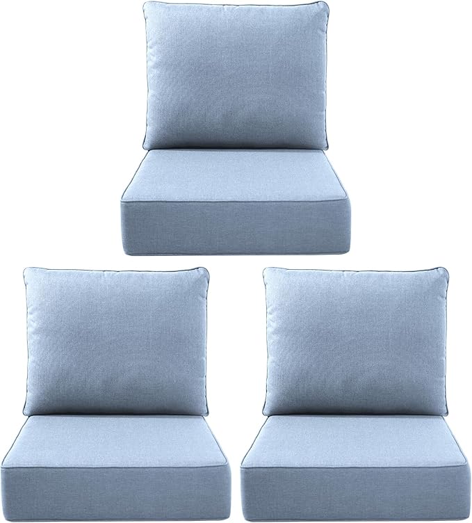 Luxury Outdoor Seat Cushion Set-22 x 24 x 6 Inch Outdoor Chair Cushions with Water Resistant & Removable Cover Outdoor Cushions for Patio Furniture Chair Sofa Couch