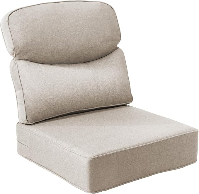 Luxury 6-Inch Outdoor Chair Cushions - 24"* 24" Patio Furniture Cushions with Dual Layer Back Support & Removable Cover, 28D High Density Sponge Patio Cushion for Outdoor Furniture Couch Beige