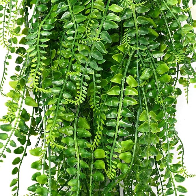 SzJias Artificial Hanging Plants Fake Plants Ferns Faux Hanging Plants for Patio Porch Outdoor Plants Decor (6 Pcs)