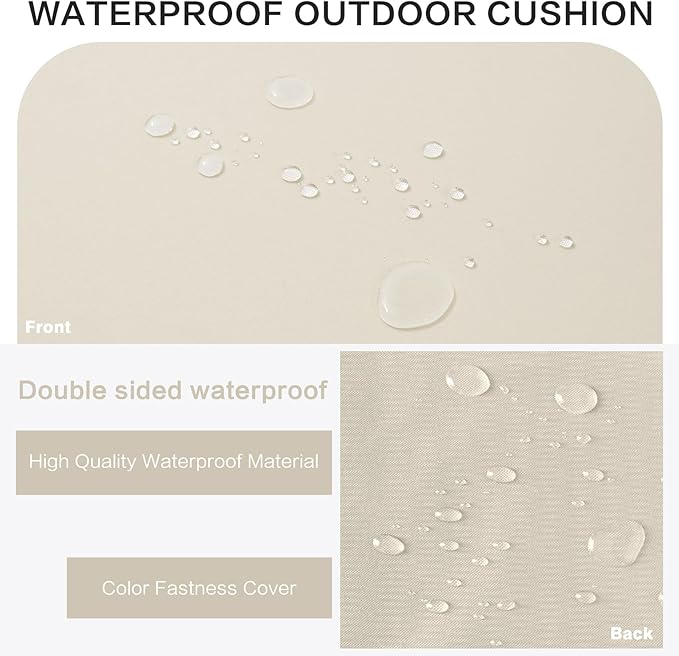 Outdoor Bench Cushion 4 inches Memory Foam Waterproof Patio Furniture Bench Cushion Porch Swing Cushion with Handle and Adjustable Strap, 48 x 18 Inch Cream