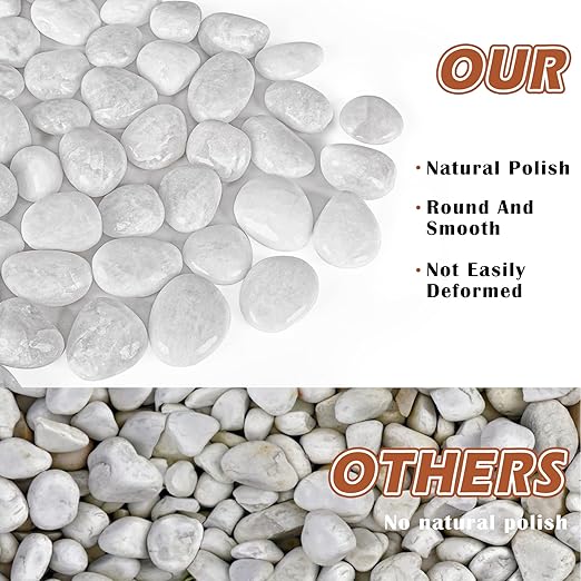 White Pebbles for Indoor Plants 2.5 LB Small River Rocks 1"-1.5" Polished Decorative Stones Smooth Aquarium Gravel for Fish Tank Vases Planters Outdoor Landscaping Garden (40oz)