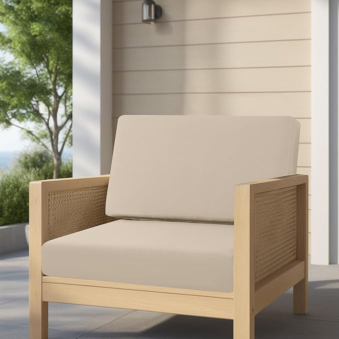 idee-home Outdoor Cushions for Patio Furniture, Outdoor Seat Cushions 28.5 x 28.5 Waterproof & Fade Resistant Couch Sofa Replacement Deep Couch Chair Cushion for Yard Garden Deck, Beige