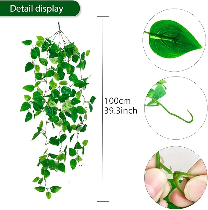 Fake Hanging Plants Vines(4pcs)for Room Decor, Artificial Ivy Greenery Garlands for Home Bedroom Living Aesthetic Kitchen Office Wall Patio Bookshelf,Indoor,Outdoor Farmhouse Decorations(No Basket)