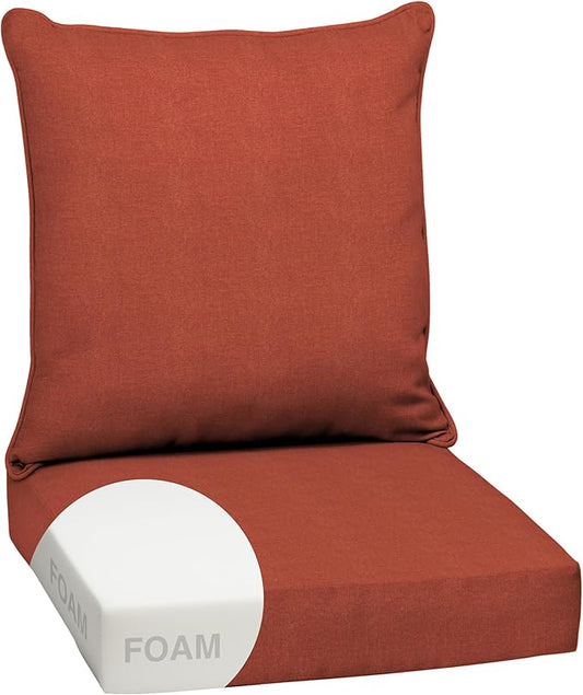 Arden Olefin Outdoor Foam Deep Seat Cushion Set, 24 in x 24 in, Weather-Proof, Rain-Proof, Fade Resistant Patio Cushion, Deep Seat Bottom and Back Cushion for Chair, Sofa, and Couch Sedona Woven
