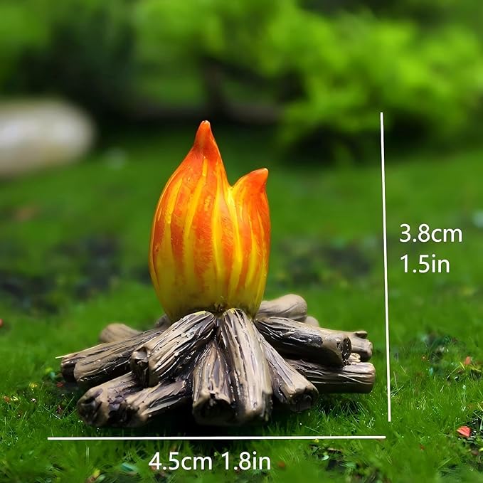 Miniature Garden Gnome Set with Campfire, 4 Piece Funny Gnome Figurines, Decorative Outdoor and Indoor Plant Pot Ornaments
