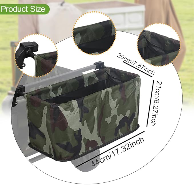 Wagon Cart Tail Bag Utility Oxford Cloth Portable Storage Bag Wagon Cart Accessories for Shopping Picnic, Dark Green