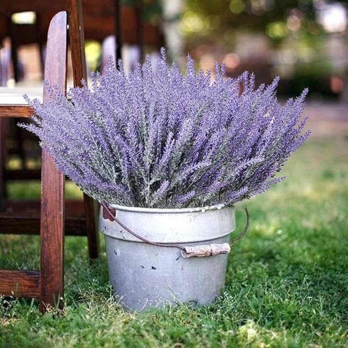 CATTREE Artificial Lavender Flowers, 6 Pack Fake Flower Bouquet Plastic Plants Home Bridal Wedding Office Garden Balcony Indoor Outdoor DIY Centerpieces Arrangements Craft Decoration Purple - 6 pcs