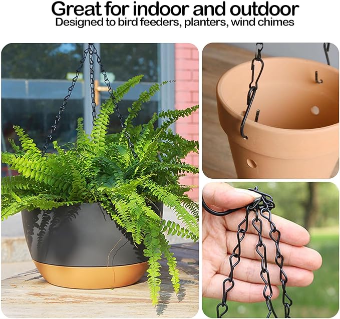 BlingKingdom 2pcs 9.5 Inch Black Hanging Chains for Bird Feeders, Planters, Lanterns, Lanterns, Suet Baskets, Wind Chimes, Chains Signs and Ornaments