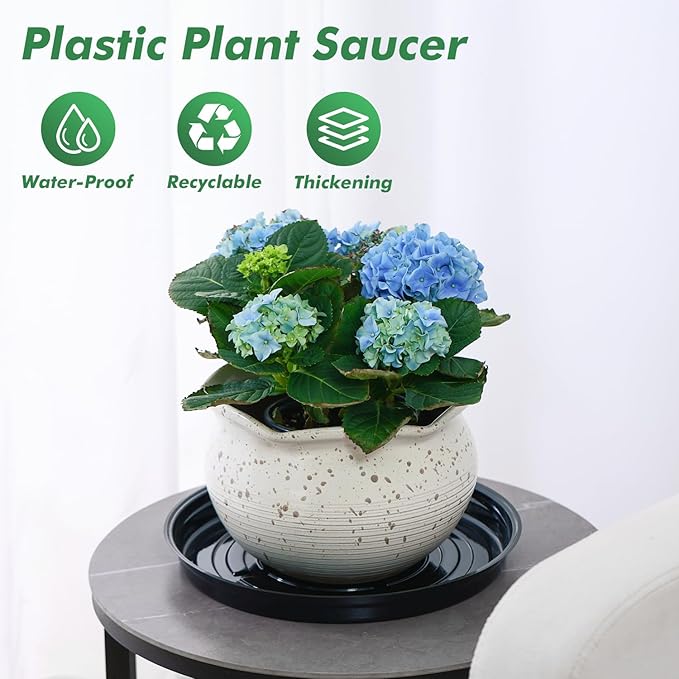 40 Pack 4 Inch Black Plastic Plant Saucer, Indoor/Outdoor, Round, Glossy Finish, BPA-Free, Recyclable, Multi-Use, No Holes, Water Catcher Tray for Potted Plants