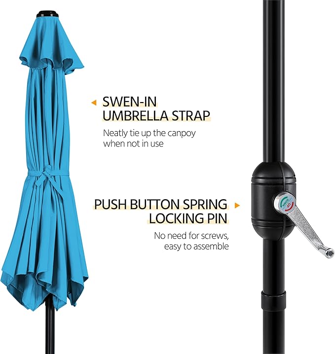 Yaheetech Patio Umbrella, 9FT Outdoor Table Market Umbrella with Push Button Tilt and Crank, Yard Sun Shade with Sturdy Ribs for Garden, Deck, Backyard, Pool