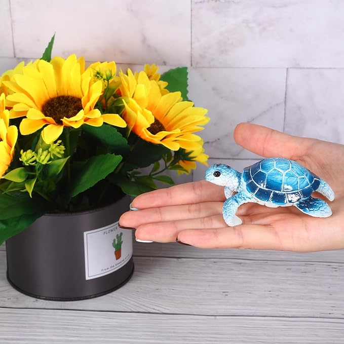 Sea Turtle Figurines Plant Decorations for Pots, Tortoise Plant Pot Decor, Hanging Resin Turtle Decor Planter Decorations for Bonsai Succulents Aquariums, Creative Gifts for Plant Lovers