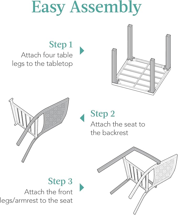 Best Choice Products 3-Piece Outdoor Bistro Set, Stackable Modern Steel Furniture for Porch, Garden w/ 2 Chairs, Table, Geometric Decor - Peacock Blue