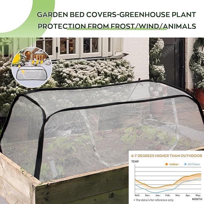 Greenhouse Cover for Raised Garden Bed-45''x22''x16'' Raised Bed Cover Freeze Protection with Zipper Door in Winter,Seedlings Plants Growth Cover Against Pests & Animals in Spring