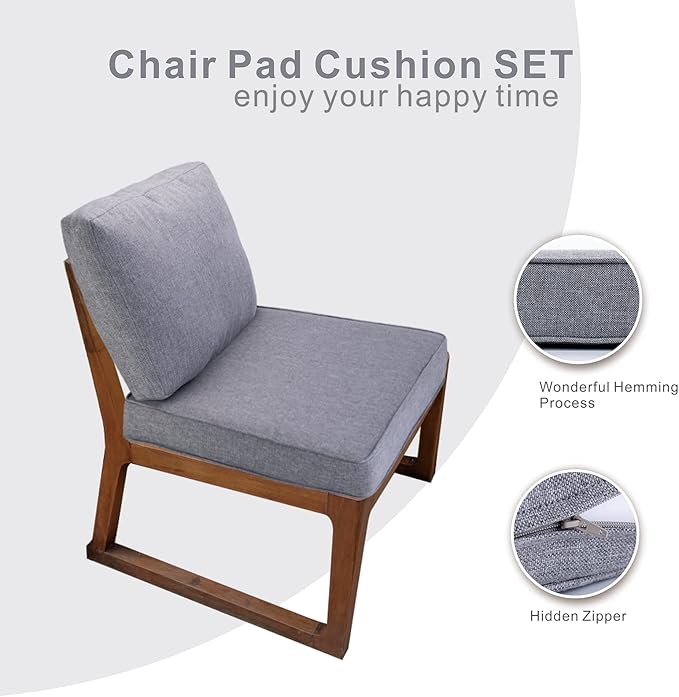 JMGBird Large Outdoor Chair Cushion Set - 22"x22" Tufted Seat & Back Cushions, Grey for Deep Seat Patio Furniture