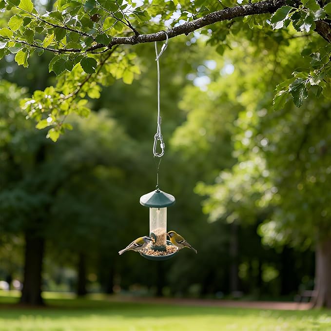 4 Pcs Hanging Steel Cables with Carabiner Hooks 12" 18" 24" 36"- Adjustable Hanging Chain Cable Rope Bird Feeder Hanger for Bird Feeders, Planters, Lanterns & Outdoor Christmas Tree Decorations