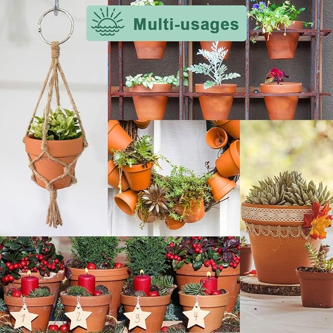 vensovo 8 Inch Clay Pot for Plant with Saucer - 2 Pack Large Terra Cotta Plant Pot with Drainage Hole, Clay Planters Pot, Terracotta pot for Indoor Outdoor Plant