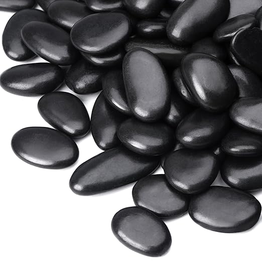 15 lbs Black Rocks for Planters, 1"-2" Decorative River Rocks for Plants, Flower Pots, Vase, Polished Garden Stones for Outdoor Landscaping, Walkways, Yard