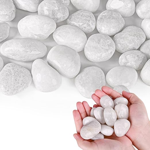 White Pebbles for Indoor Plants 2.5 LB Small River Rocks 1"-1.5" Polished Decorative Stones Smooth Aquarium Gravel for Fish Tank Vases Planters Outdoor Landscaping Garden (40oz)