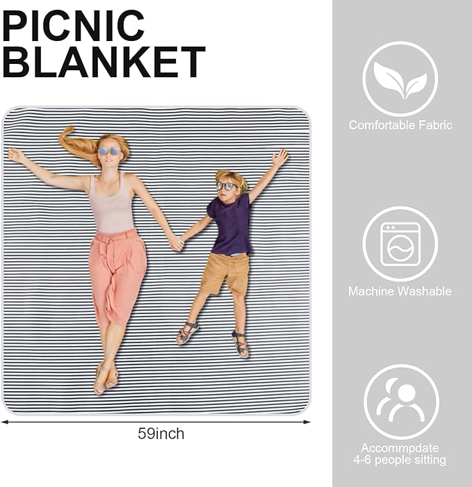 Picnic Basket with Blankets and Bamboo Plates Picnic Supplies Set Basket with Lid and Handle Wicker Picnic Basket Sturdy Woven Body with Washable Lining for Camping(Grey)