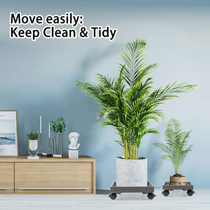 Skelang Square Wheeled Plant Dolly - ABS Planter Trays, Heavy Duty, Load Capacity 110 Lbs