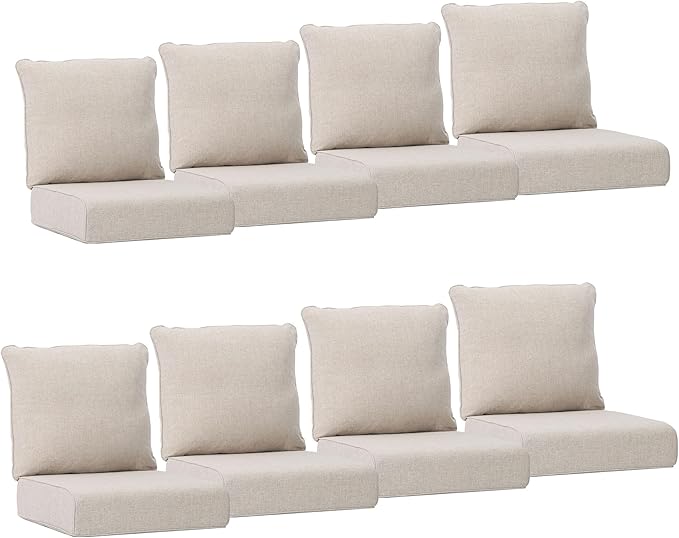 Joyside Outdoor Chair Cushions Set, 24x24 Inch Patio Furniture Cushions, 6’’ Thick, Water Resistant & Fade Resistant, Outdoor Replacement Cushions for Seat and Sofa