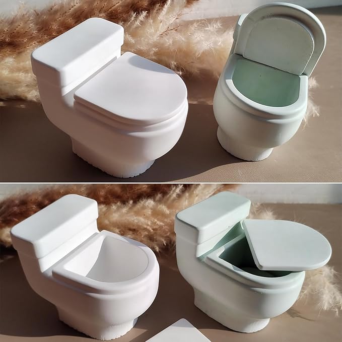 Wehous Creative Toilet Shape Candle Holder Mold, 3D Storage Container Jewelry Box Silicone Molds for Epoxy Resin Casting, Jar Box Planter Trinket Holder Silicone Molds for Resin Concrete Craft Decor