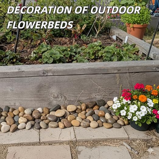 18lb Mix River Rocks for Plants, 1-3 Inch Pebbles for Indoor Plants, Polished Garden Rocks Outdoor Landscaping, Decorative Stones for Vases, Succulents, Aquarium, Walkways