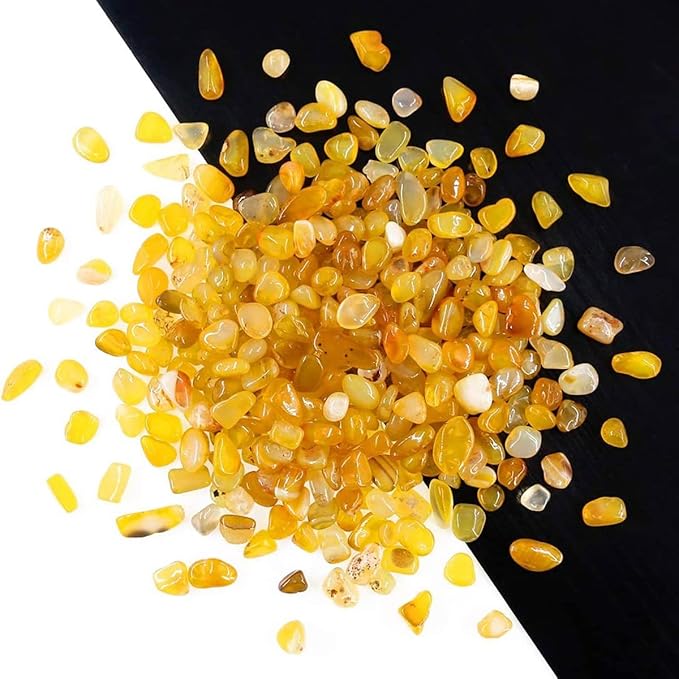 WAYBER Natural Yellow Agate Pebbles, 1 Lb/460g Decorative Rocks Non-Toxic Crystal Stone Irregular Quartz Gemstone Crushed Pieces Tumbled Stone Chips for Jewelry Making/Home Decoration