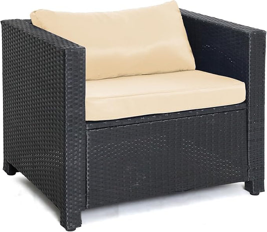 Wicker Patio Chairs,Outdoor Rattan Chairs with Cushion,Patio Furniture for Gardens, Backyards, Balconies,Poolside(Beige)