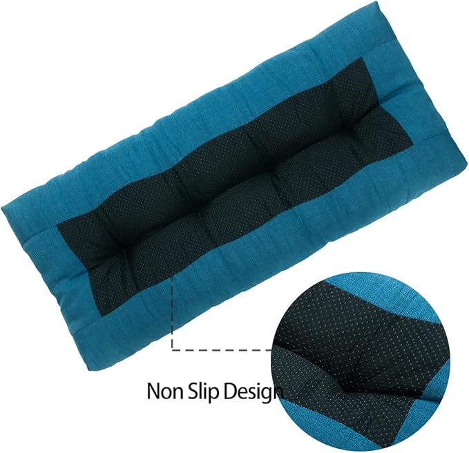 FUNHOME Outdoor Bench Cushion 48 x18 inch with Non-Slip Grips,Water Resistant Porch Swing Cushion,Bench Pillow Pads,Tufted Cushions for Patio Garden Furniture,48" Seat Cushions(Light Blue)