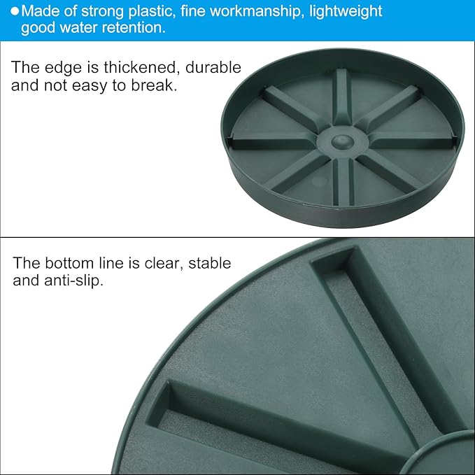 PATIKIL Plant Pot Saucers 7.5 Inch, 3 Pack Plastic Round Plant Pot Thicker Flower Drip Tray for Indoor Outdoor, Green