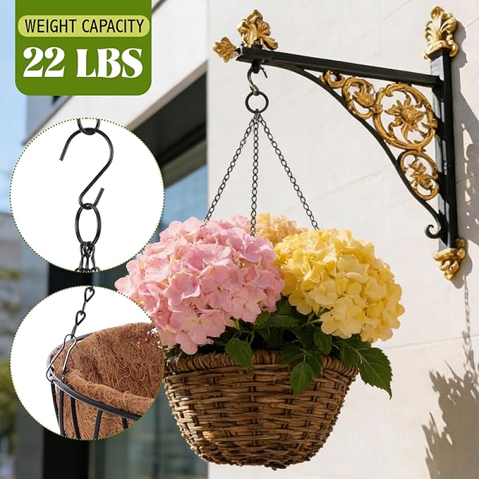 Frienda 500 Inch Metal Hanging Chains and Hanging Basket Hooks Set Small Chain with S Hooks DIY Plant Chain for Bird Feeder Birdbath Planters Grow Lights Lanterns Wind Chime and Ornaments