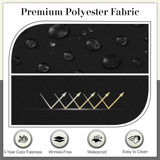 Cozyide Outdoor Chair Cushions, Waterproof Patio Seat Cushions with Adjustable Straps, Round Corner Patio Chair Cushions for Garden, Black, 17x16x2 Inch (Pack of 2)