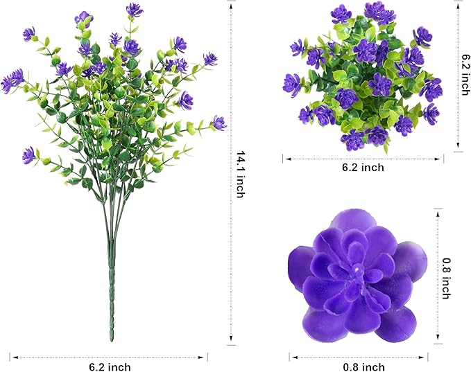 Ivydale Artificial Fake Flowers Plants for Outdoors Indoor Decoration, 12 Bundles Faux Plastic Mix-Colored Daisy Flowers UV Resistant Faux Mums Greenery Bushes Shrubs for Home Porch Patio Garden