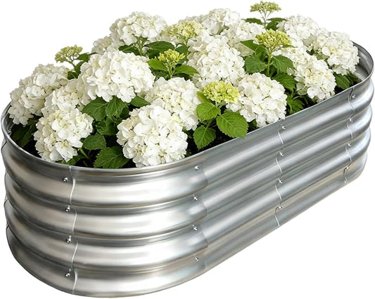 Galvanized Raised Garden Bed Outdoor, Large Raised Bed for Gardening, 4x2x1ft Metal Planter Box for Vegetables, Fruits, Flowers, Easy Assembly with Wing Nuts & Safe Rolled Design, Silver