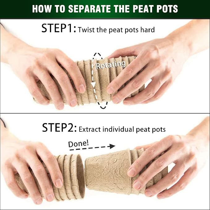 3T GROUP 50 Pcs 3 Inch Small Plant Pots Kit,Compostable Flower Pots for Plant,Disposable Peat Seed Pots,Biodegradable Planting Cups with Labels for Vegetables,Fruit