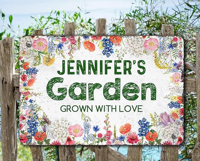 Personalized Metal Signs with Name Made in USA Custom Vintage Garden Sign Waterproof Vintage Decorative Metal Print for Wall Decor Customized Home Garden Ideas Gifts Artwork Prints for Yard Ourdoor