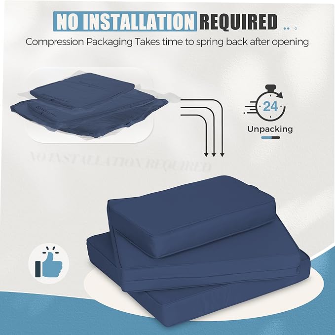 Oakcloud Oakmont Outdoor Replacement Cushions for Patio Furniture,Water-Resistant Cushion for Patio Conversation Set,9-Piece Cushions for 4-seat Outdoor Sectional Sofa(Dark Blue)