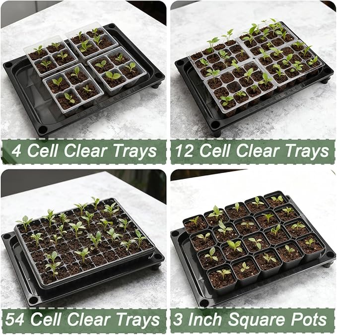 5-Tier Seed Starter Trays Plant Stand, with Bottom-Watering Design– Reinforced Thickened Shelf for Small Pots, Balcony/Indoor Seed Starting & Greenhouse, Black