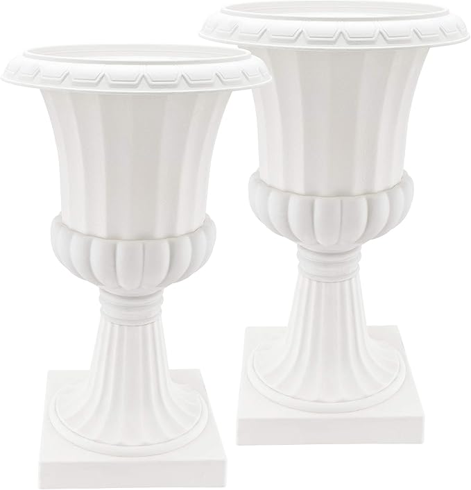Arcadia Garden Products PL51WT-2 Deluxe Plastic Urn (Pack of 2), White, 16"x27"