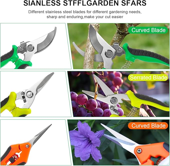 Garden Pruning Shears 3 Pack Gardening Shears Garden Scissors Stainless Steel Garden Shears Pruning Scissors Garden Clippers Pruning Shears for Gardening Garden Tools