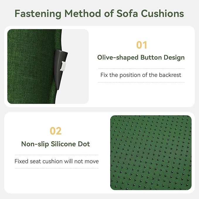 Replacement Cushions for Outdoor Furniture, 7-Piece Outdoor Cushions for Patio Furniture, Waterproof & Fade Resistant Couch Cushion for 4-Seat Patio Conversation Sets, Dark Green