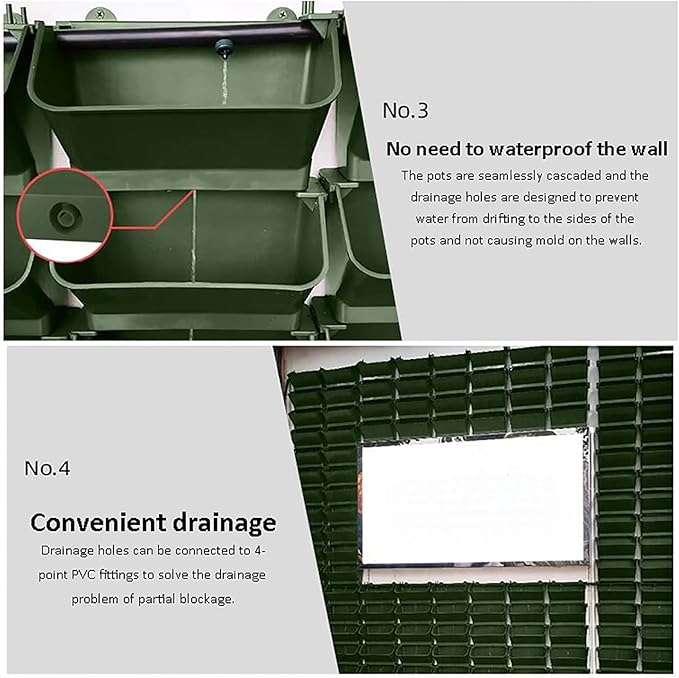Vertical Wall Planter,Stacking Planters for Outdoor Plants,Garden Self Watering Wall-Mounted Planter,Indoor Outdoor Living Wall Planter Hanging Planter,Plant Flower Pot Holder Green Herb Wall Decor