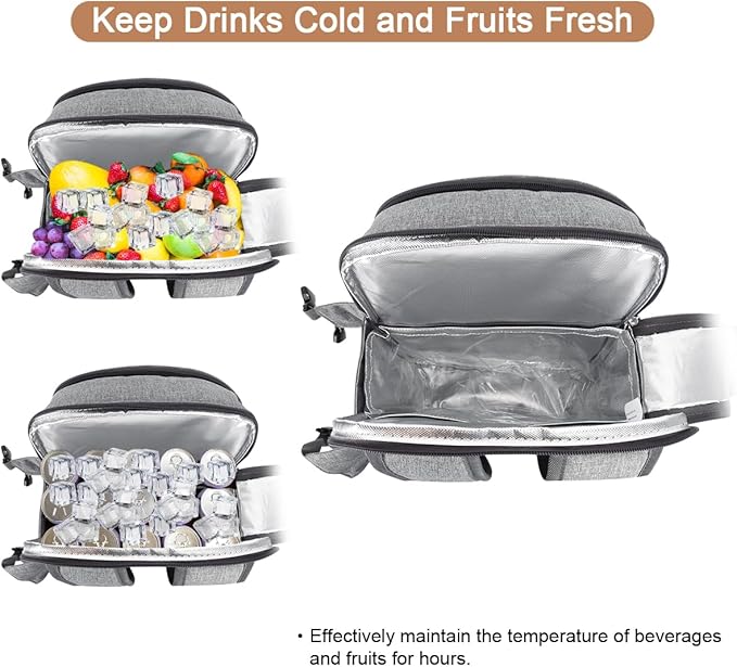 Sunflora Insulated Picnic Backpack for 2 Person Bag with Cooler Compartment, Wine Pouch, Blanket and Stainless Steel Cutlery Set for Couple, Lovers and Friends (Grey)
