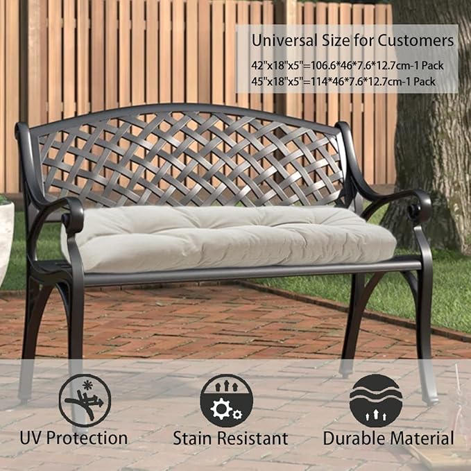 FUNHOME Outdoor Bench Cushion 48 x18 inch with Non-Slip Grips,Water Resistant Porch Swing Cushion,Bench Pillow Pads,Tufted Cushions for Patio Garden Furniture,48" Seat Cushions(Light Brown)