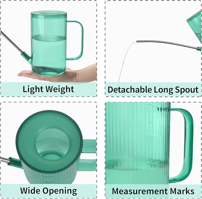 ONEDONE Watering Can Indoor Plants - Plant Watering Can 34 OZ, Long Spout Small Watering Can for House Plants Garden Potted Flowers with Spray Bottle, Squeeze Bottle Green