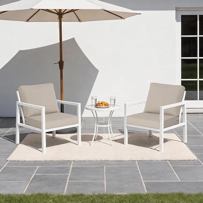 24x24 Inch Outdoor Deep Seat Cushions Set of 2,Thick High-Density Foam, Removable Cover with YKK Hidden Zipper,Water-Resistant UV-Resistant Polyester for Patio Furniture,Putty