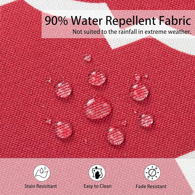 Magpie Fabrics Indoor Outdoor Cushion Cover Replacement 2 Pack, NO INSERT! Water Repellent Slipcover with Ties Christmas Decor for Patio Garden Chair Seat Sofa Bench Wicker(Geometry Red, 24x24x4 Inch)